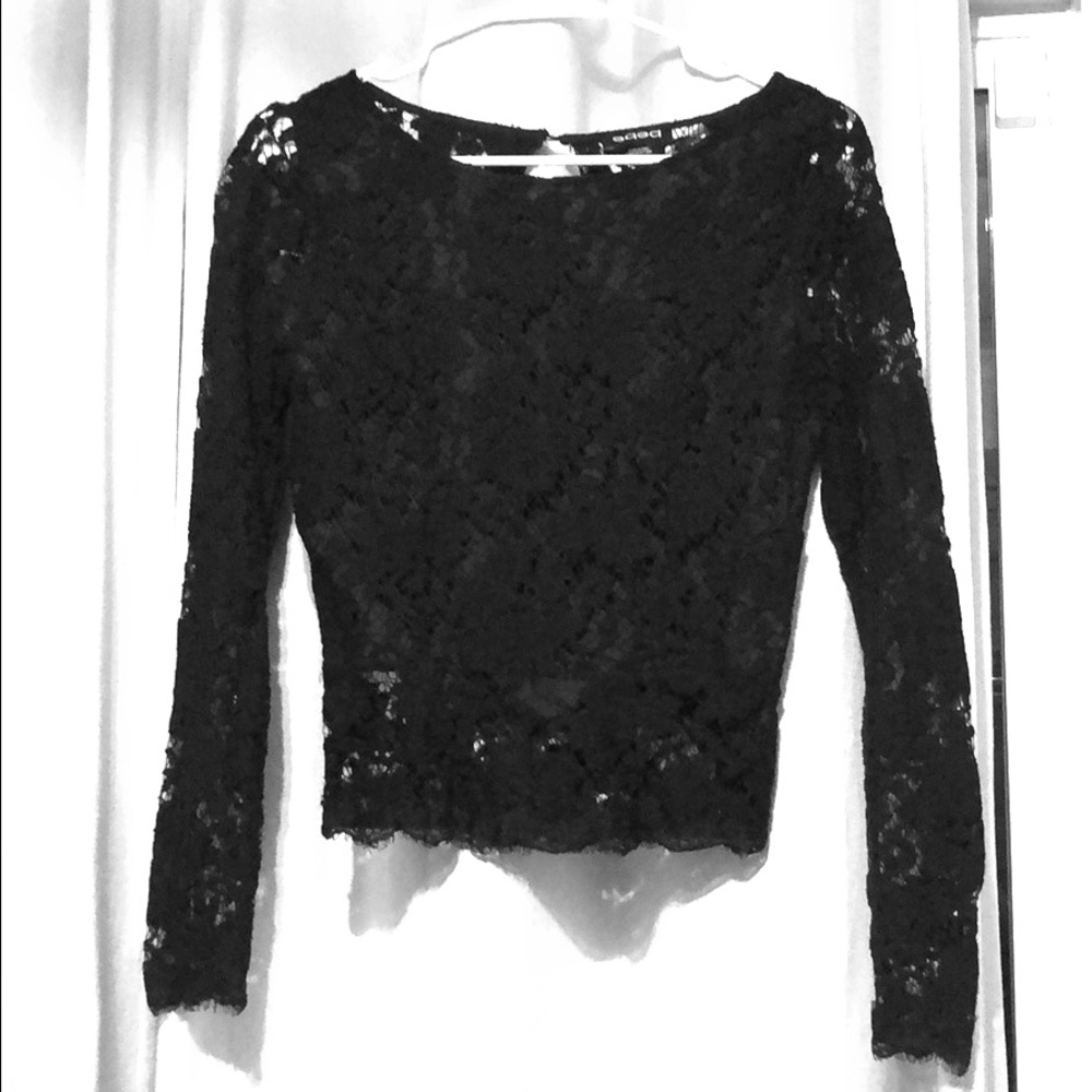 black lace bebe top